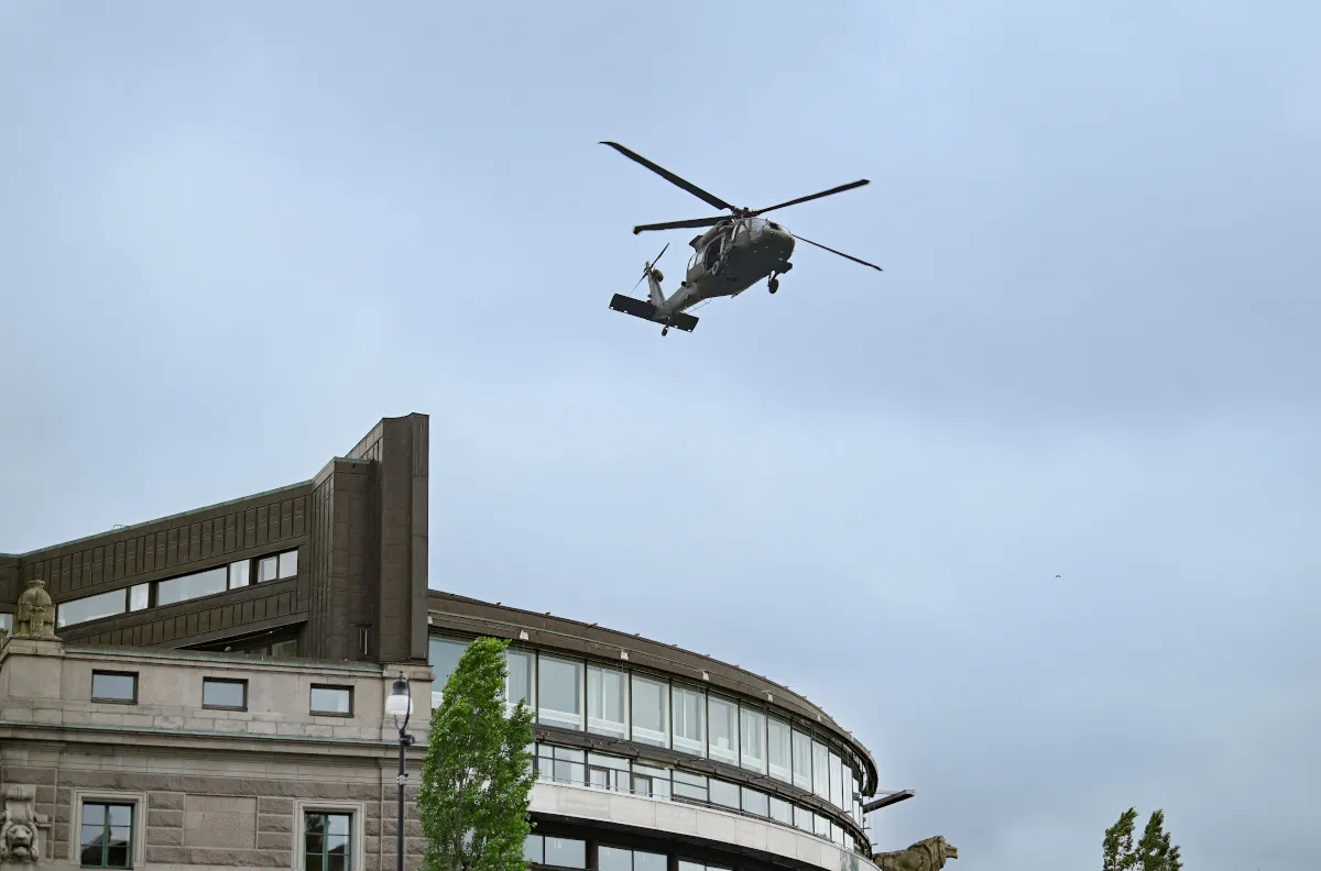 Why a Black Hawk helicopter landed on the roof of the Swedish parliament
