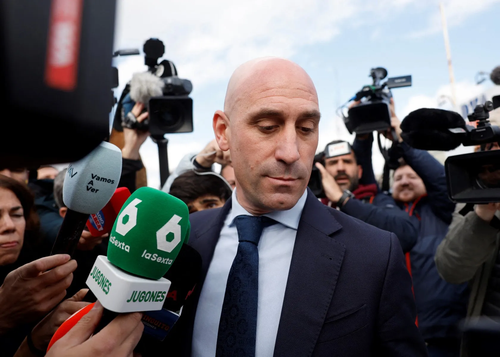 Convicted former Spanish football chief Rubiales egged at book launch