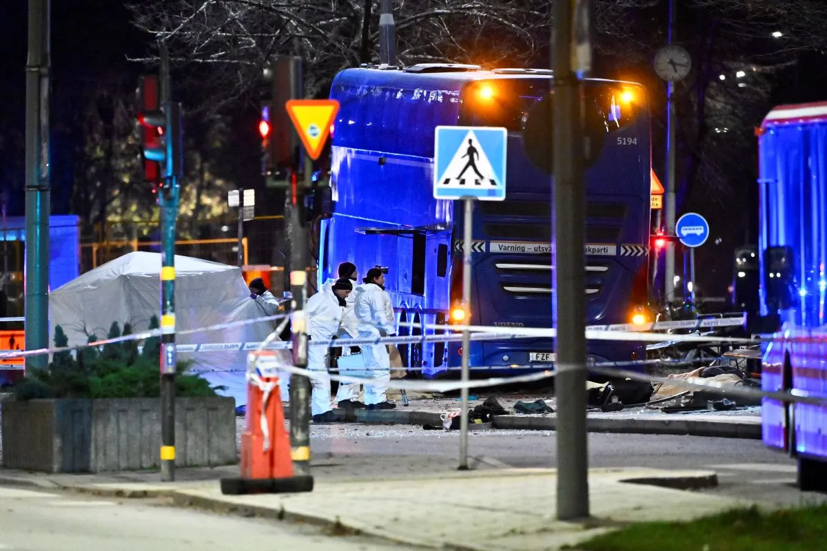 Three dead after double-decker bus crashes through Stockholm bus shelter
