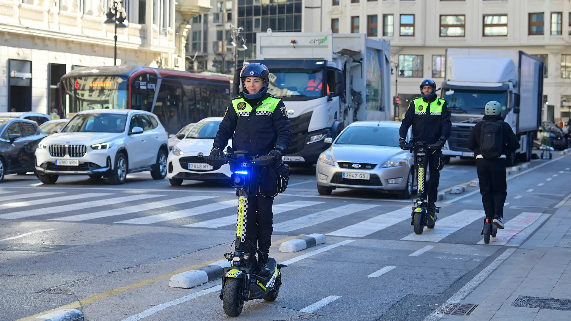 Police begin patrols on electric scooters in Spain's Valencia