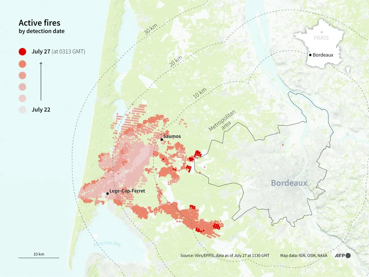 LATEST: Bordeaux wildfire evacuations and travel warnings