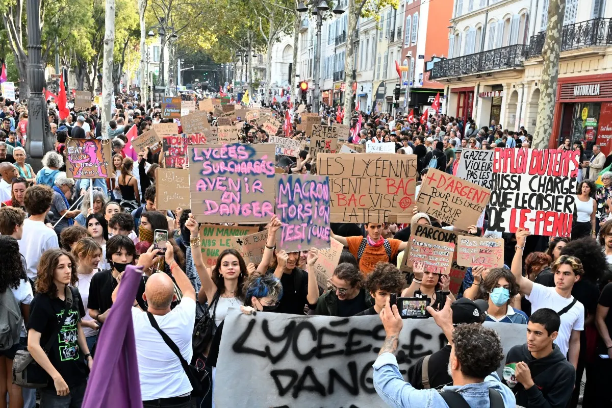 Unions join French high school protests in Paris as tens of thousands expected