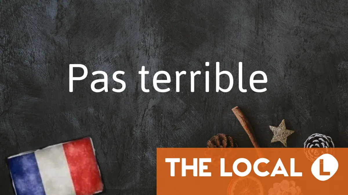 A dark background with a French flag, spices, and the text "Pas terrible" and "THE LOCAL".