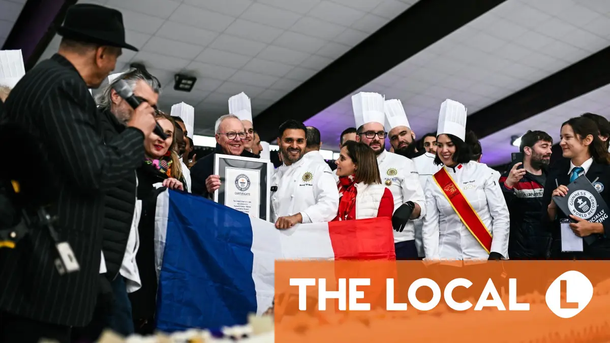 French pastry chefs break world record for longest strawberry cake