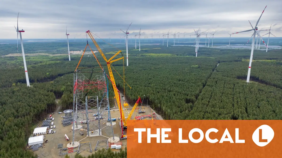 Giant wind turbine rises in Brandenburg, taking on far-right headwinds