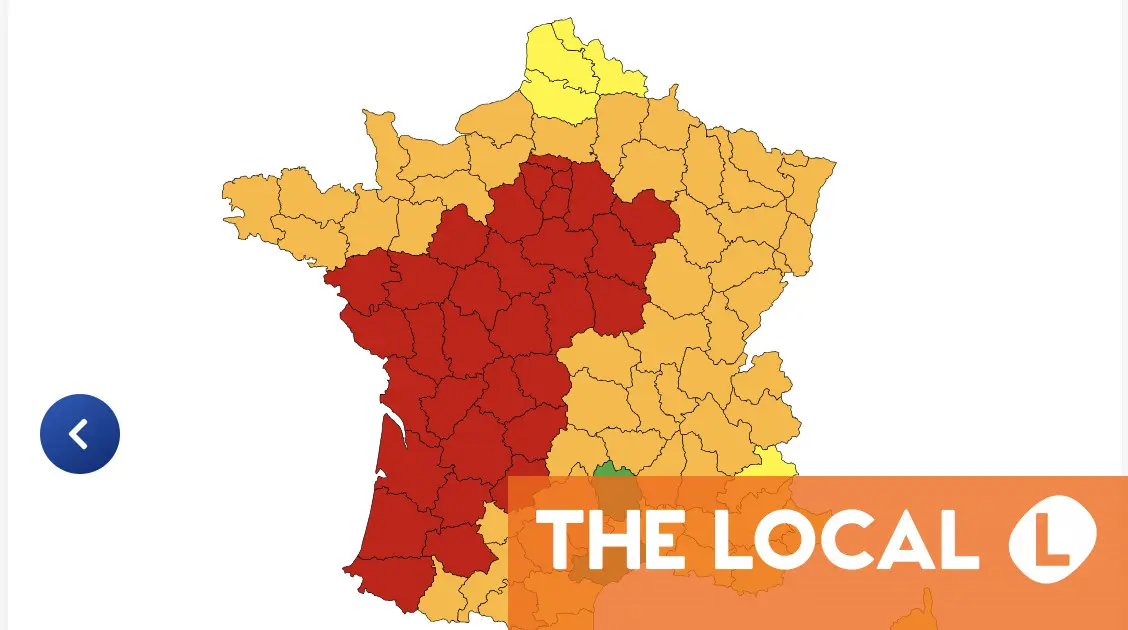 LATEST: Red heatwave alerts issued for huge swathe of France