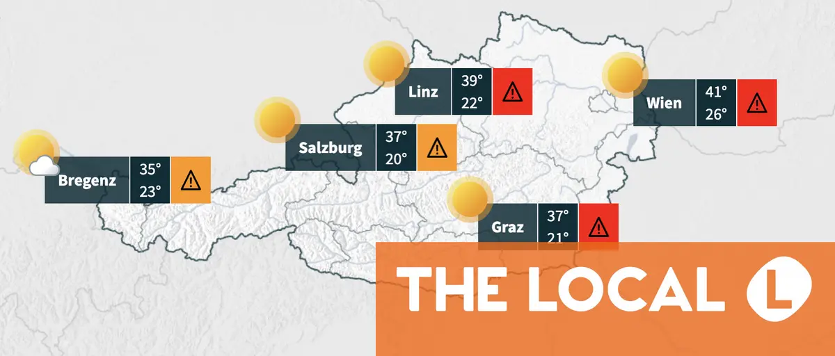 MAPS: Austria on extreme heat alert as temperatures forecast to rise above 40C