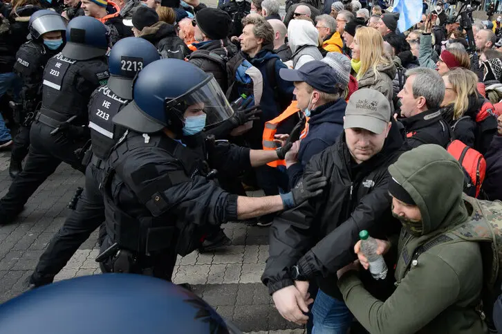 'We don't tolerate such attacks': German police use batons and pepper spray at Covid protest in Kassel