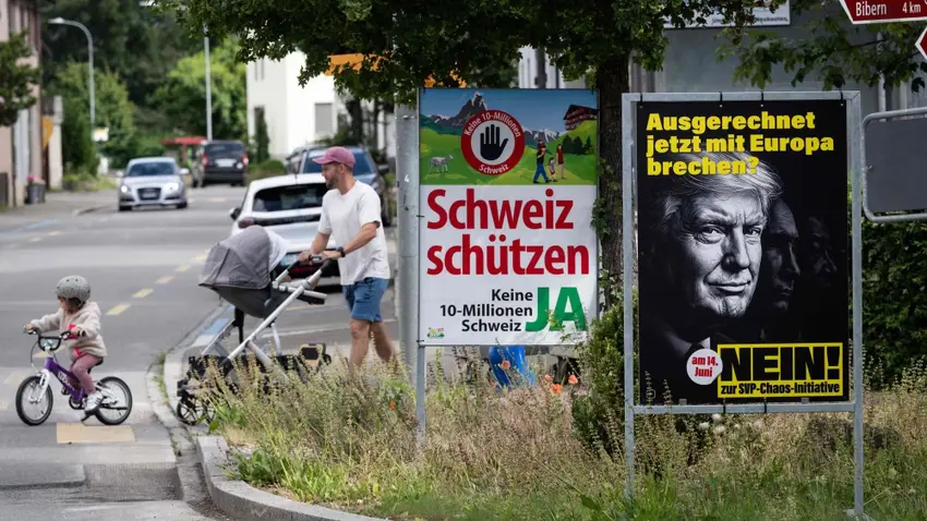 Swiss opponents of 'No to 10 million'vote harness influence of Donald Trump